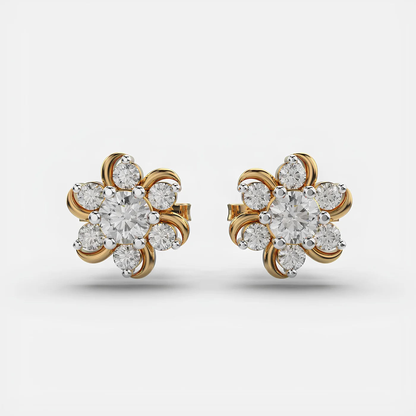 0.70 CT Round Cut Certified VS/SI Lab Grown Diamond Stud Earrings 925 Sterling Silver With Vermeil Gold